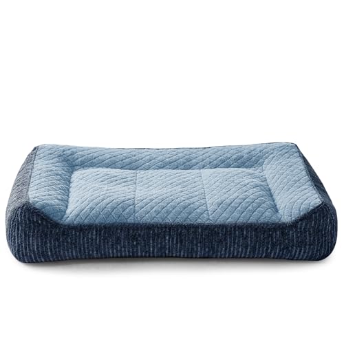 JOEJOY Orthopedic Dog Bed Medium Sized Dogs, Extra Thick Supportive Big Dog Couch Bed with Sides, Ultra Soft Pet Bed Sofa, Blue, 35''x25''