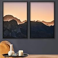 2 Piece Framed Canvas Wall Art Sunset in The Mountains Canvas Prints Home Artwork Decoration for Living Room,Bedroom - 16