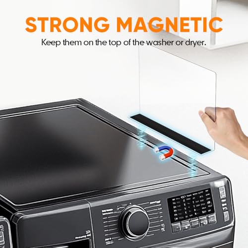 Moryimi Magnetic Laundry Guards for Washer and Dryer, Clear Magnetic Laundry Organizer for Laundry Room Organization, Washer Dryer Countertop Fits Most Washers, Washer and Dryer Covers for the Top - Thumbnail 2