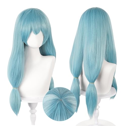 Lshpresx Kaisen Mahito Wig Cosplay Costume Wigs Blue Long Anime Synthetic Hair with Free Wig Net