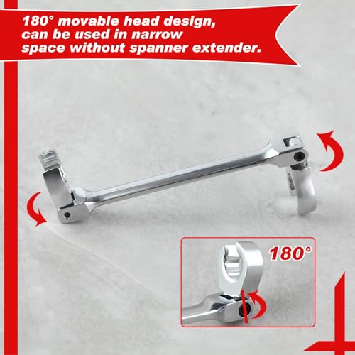 Image of Flex Head Flare Nut Wrench 15 * 17mm Metric Double Flexible Flare Nut Line Wrench Flex Tools 40Cr for Automotive Repairs Plumbing Repairs