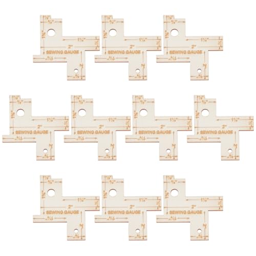 INFUNLY 10PCS Mini Sewings Measuring Gauge 2 INCHES Wood Seam Guide Ruler 14 in 1 Sewing Guides Rulers 1/8"-2" Seam Gauge Sewing Measurement Ruler for Quilting Fabric DIY Craft Patchwork