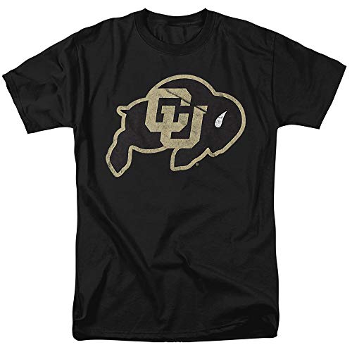 University of Colorado Official Distressed Primary Unisex Adult T-Shirt, Black, X-Large