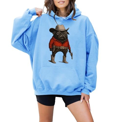 Antidaa Cowboy Pug Dog Sweatshirt & Hoodie Western Outfit Red Pug Cowboy Long Sleeve Unisex Graphic Pullover Top3