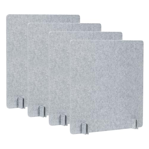 PATIKIL Desk Dividers 24" x 24", 4 Pack Desk Privacy Panel Freestanding Noise Reducing Partition Acoustic Panel with 4Pcs Support Feet for Testing Office Home Library, Cement Gray Style B
