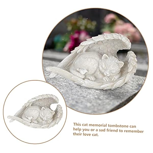 PATKAW 2 Stuks In Herinnering Geschenken Home Decoratie Huisdier Begraafplaats Stenen Kat Met Vleugels Tuin Standbeeld Huisdier Gedenksteen Kat Eerbetoon Standbeeld Buiten Slapen Kat
