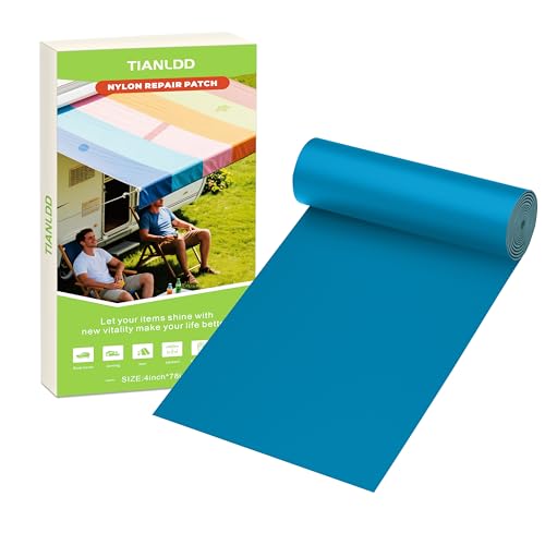 TIANLDD 4x78in Waterproof Repair Tape for Boat Covers,Tents,Tarp,RV Awning，Fabric Repair Tape(Blue)