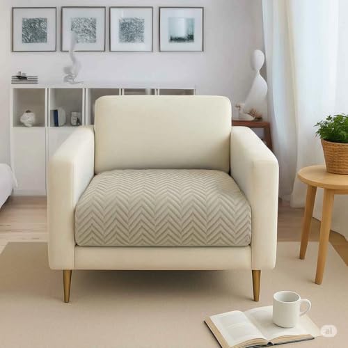 Image of Amazon Basics - Velvet Quilted Make Your Own Sofa Cover |1 Seater | Multi-Layered Fabric |70cm x 70cm | 350 GSM | Color - Beige