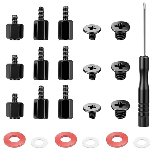 Image of 34 Pcs M.2 SSD Mounting Screws Kit, NVMe Screws with Screwdriver, M2 Standoffs for Universal Motherboard, PC Repair & DIY Laptop Computer Screw, Hardware Replacement Set (Black)