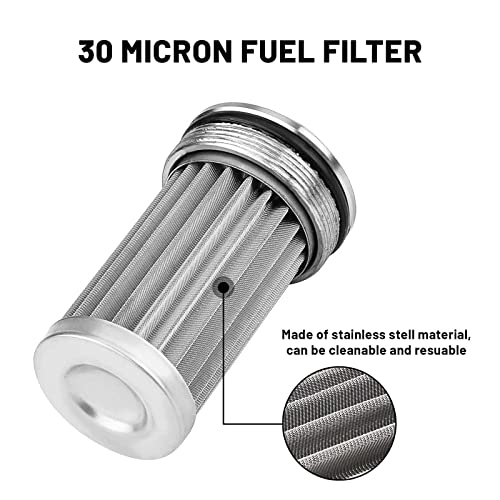 58Mm 30 Micron Inline Fuel Filter 6An 8An 10An Aluminum Fuel/Gas/Petrol Filter Adapter Fittings & Fuel Filter Mounting Bracket Universal Cleanable Black #TOP2
