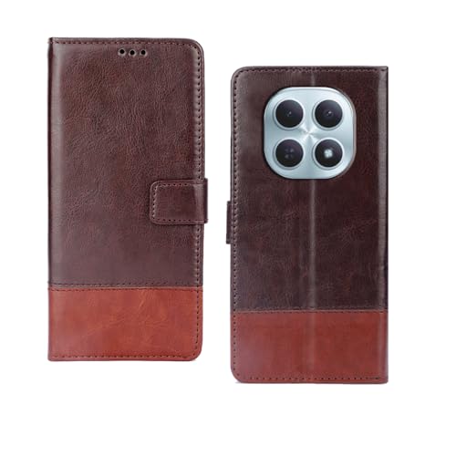 Image of amazon basics Redmi Note 15 5G Flip Cover | Card Pockets Wallet & Stand | Flip Cover for Redmi Note 15 5G (Coffee and Tan)