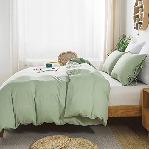 Caressma Bowknot Bow Ties Sage Green Duvet Cover Set Full Size, Soft Microfiber Bedding Comforter Cover Cute Butterfly, 3 Pieces Duvet Cover With Pillowcase #TOP3
