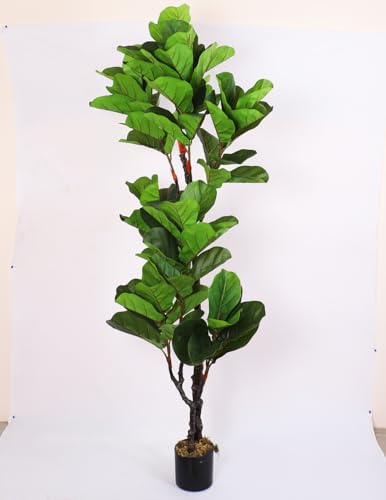 Image of ARICK DECOR 6Ft Artificial Fiddle Leaf Fig Tree with Pot for Faux Tree with Large Realistic Trunks and Big Leaves, Fake Floor Potted Artificial Plants (Multicolor-42) (6Ft-Green-1)