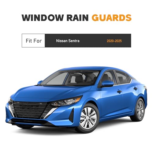 Image of Shatterproof Taped-On Window Deflectors for Nissan Sentra 2020-2025, Rain Guards, Window Visors for Car, Vent Deflector, 4pcs
