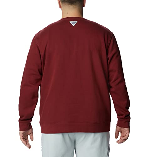 Columbia Men's Pfg Stacked Logo Crew Sweatshirt, Red Jasper/Cool Grey, X-Large #TOP6