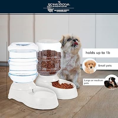 The Humane Society Dog or Cat Feeder, Automatice Pet Food Dispenser with Water Bowl. 2 Peice Value Set.