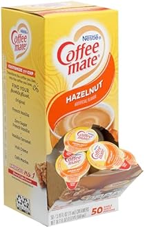 Hazelnut Liquid Coffee Creamer Singles, 50 Creamer Singles Serve Box (18.7 Fl Oz.), Coffee Creamer Packets