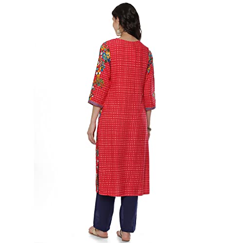 Image of Rangriti Red Liva Straight Kurta for Women