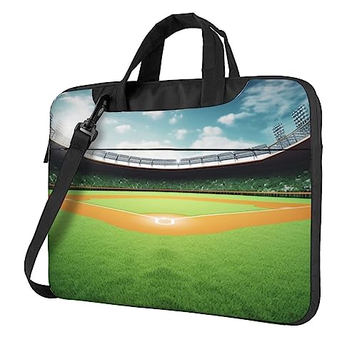 Sac pour ordinateur portable à motif terrain de baseball vert mallette informatique zippée légère