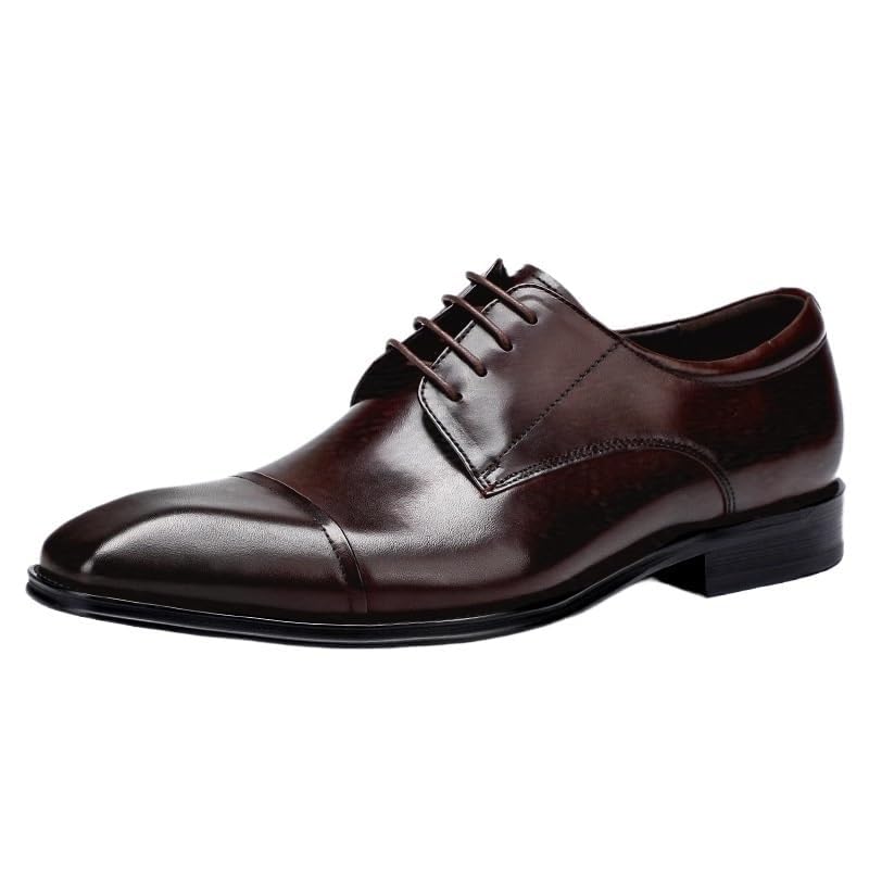Italian Oxford Dress Shoes for Men Leather Formal Business Comfortable Lace-Up Pointed Toe Non Slip Footwear for Office Wedding
