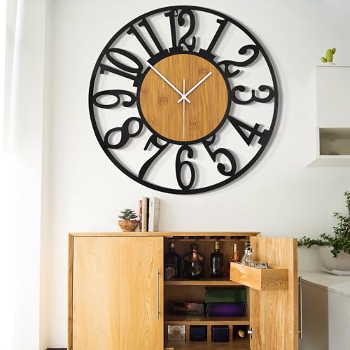 LEIKE Large Wall Clocks,Silent,Non Ticking,Battery Operated Rustic Round Modern Big Wood Wall Clock for Living Room, Bedroom,Kitchen,Farmhouse,Office,Home Decor by LEIKE - Image 4