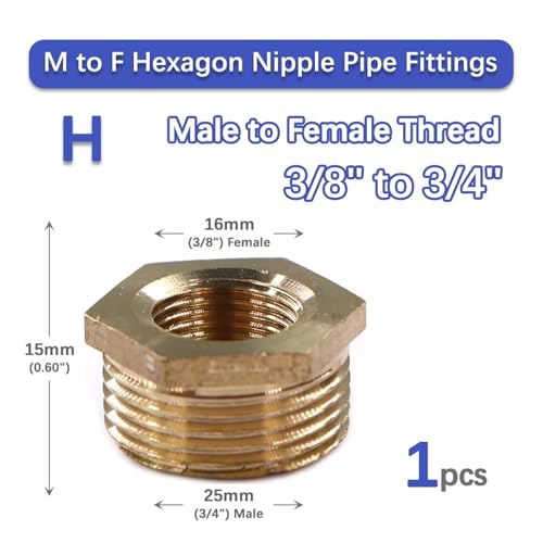 Casquillo hexagonal reductor de latón para reparar goteras y unir roscas 3