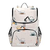 Mnsruu Bauausrüstung, LKW, Kinder-Rucksack, Tasche für Schule, Mädchen und Jungen, niedliche Schultasche für Kinder, Büchertasche für Grundschule mit reflektierenden Streifen