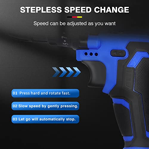 Power Drill 21 V Elektrische Bohrmaschine, 3/8 Zoll Schnellspannbohrfutter, 45 Nm Drehmoment mit 26 Bohrer, 2 Stück 1,5… – Bild 7