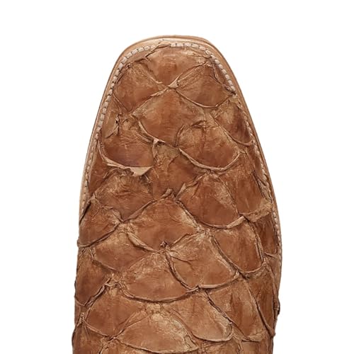 Image of Dan Post Boots Mens Riggs Pirarucu Embroidered Pull On Square Toe Dress Boots Mid Calf - Black, Brown