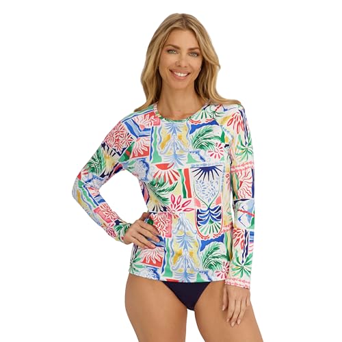 Image of Nautica Women's Long Sleeve Rashguard - Quick-Dry, UPF Protection, Swim Shirt, Pool, Beach, Hiking, Yoga, Volleyball