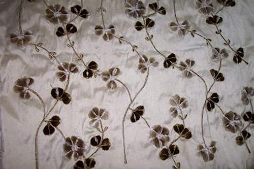 Broderie Dupioni soie et velours floral pour vos créations
