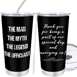 Keluna Officiant Gifts for Wedding Day - 20oz Officiants Insulated Tumbler with Lid Straw, Wedding Officiant Gifts from Bride and Groom, Coffee Cup Mug for Officiants Thank You Appreciation Presents