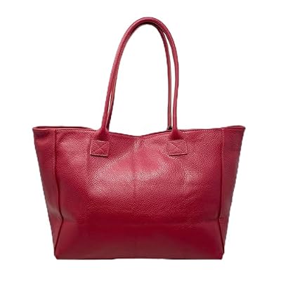 Borsa a Spalla Shopper Grande da Donna in Pelle (Dollaro Rosso)