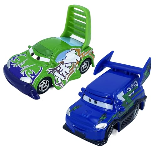 2PCS Portable Small Toy Car 1:55 Diecast Model Metal Body Racers for Preschool Kids 3+ Year Boy Gift (DJ+Green)