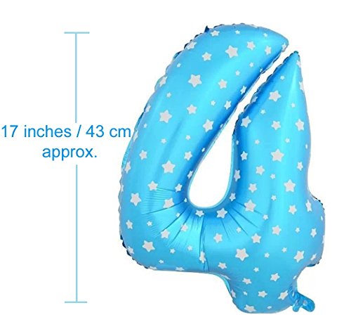 Image of AMFIN 17 inch 4 Number Foil Balloon, Birthday Decoration Items [Helium Supported] - Blue