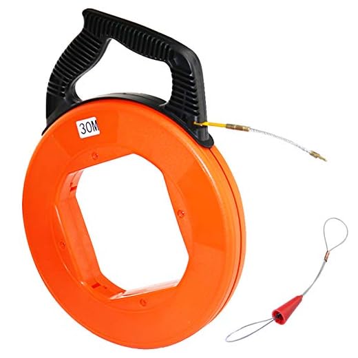 Boeray 100 Ft Fish Tape Fiberglass 4mmx30m Electrical Fish Tape Reel Great for Pull Communication Wire Cable Line Long Runs Orange