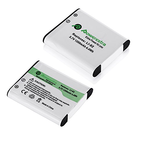 Powerextra 2X D-Li92 Battery & Charger Compatible With Olympus Li-50B, Pentax D-Li92, Ricoh Pentax Optio I-10 Rz10 Rz18 Wg-1, Wg-2, Wg-2Gps, Wg-3, Wg-3Gps, Wg-4, Wg-4Gps, Wg-5Gp, Swg-10, Wg-30W, X70 #TOP1