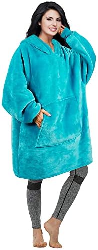 Oversized Blanket Hoodie for Men & Women,Thick Flannel Blanket with Sleeves and Giant Pocket Super Soft Warm Cozy Wearable Sweatshirt Hoodie for Adults