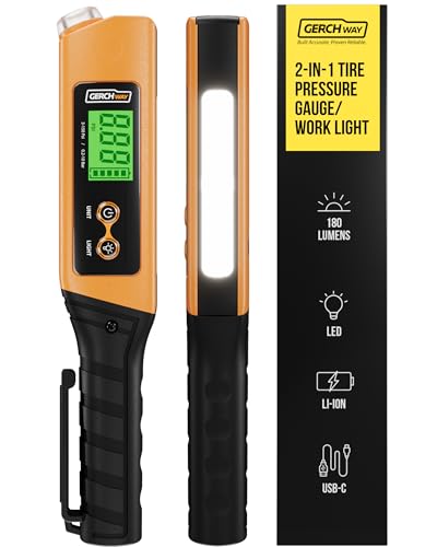 Rechargeable Digital Tire Pressure Gauge with LED Work Light, 150 PSI ±1% Accuracy, Compact 2-in-1 Air Gauge for Cars, Motorcycles, Bicycles and RVs