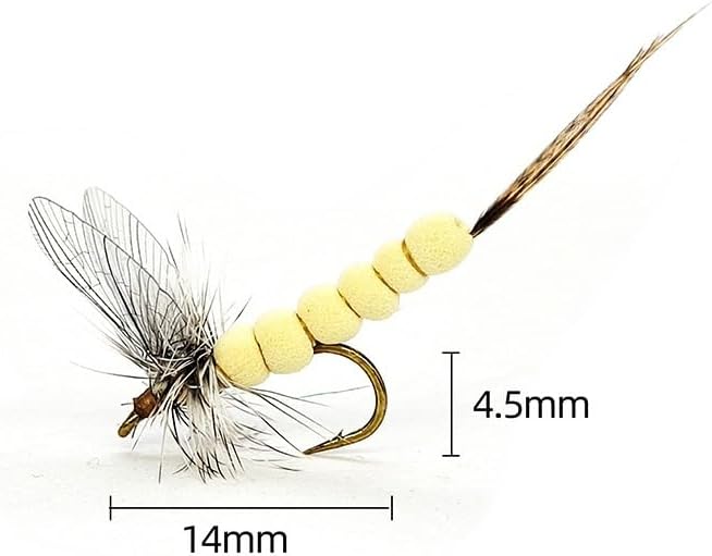Pack of 5 Mayfly Foam Body Floating Dry Fly River Trout Fishing Lure 12#Hook