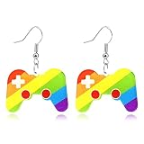 面白くてかわいい奇妙なレインボーイヤリング クリエイティブ レインボー ラブ ハート バタフライ ひまわり 鉛筆 アクリル ダングルイヤリング 軽量 夏 アイスクリーム マッシュルーム カエル カラフル イヤリング レディース ガールズ ジュエリーギフト, 金属, N/P