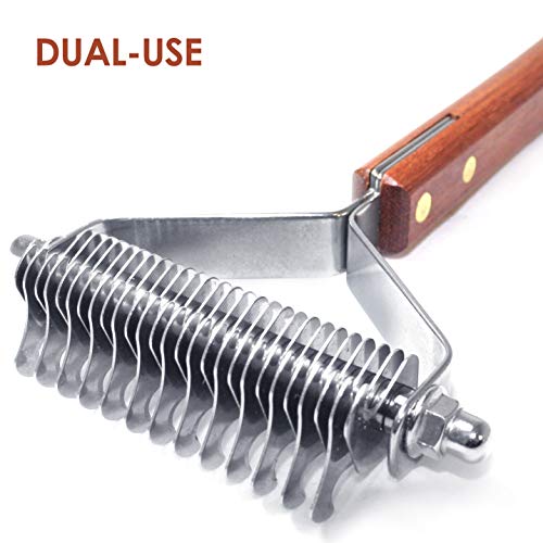 PawsPamper Dual-Use Undercoat Rake - Dematting & Finishing Grooming Tool for Dogs