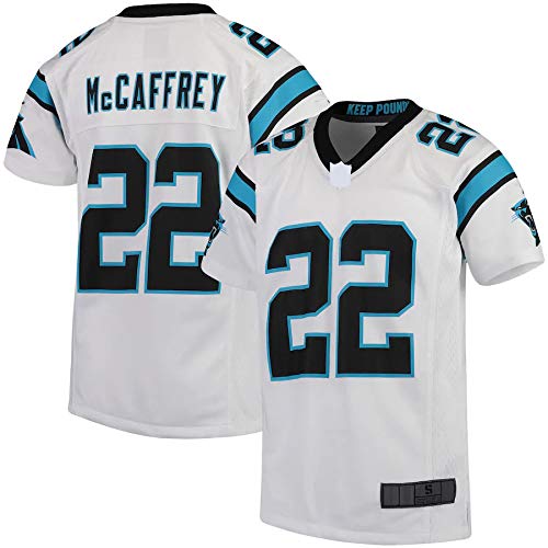 McCaffrey # 22 Camisetas Personalizadas de Jersey de fútbol Americano Cristiano Camiseta de Entrenamiento de Limpieza repetible de Carolina para Panthers Youth - Blanco (White, XL)