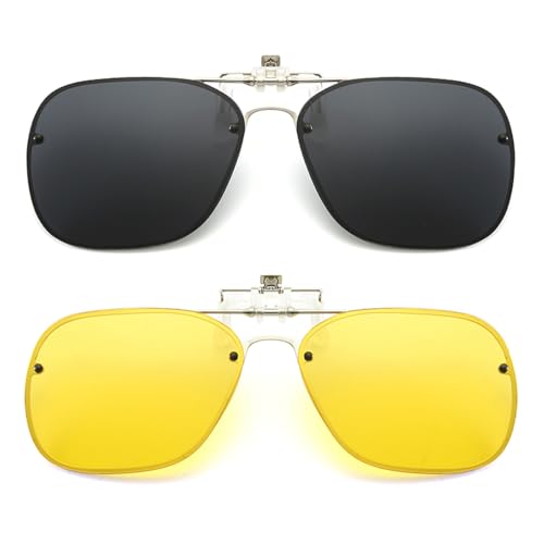 Long Keeper Gafas De Sol Polarizadas Con Clip, Gafas De Sol Graduadas Para Hombres Y Mujeres, Uv400, Para Conducción Al Aire Libre, Negro Amarillo