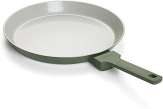 Ember Cookware Arcilla Ceramic Non Stick Tawa 28 cm | 5-Year Warranty | Lightweight, Non-Toxic Roti & Chapati Pan | Matching Handle- Gas Compatible | Ceramic Cooking Tawa | Green