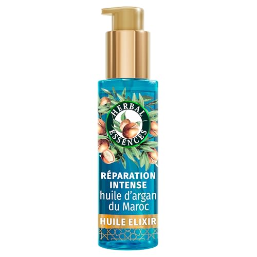 Herbal Essences Huile Élixir Réparation Intense Huile D'Argan Du Maroc 95ml Pour Cheveux Lisses Et Brillants. Pénètre Profondément Pour Nourrir, Renforcer Et Réparer. Formule Légère Et Végane