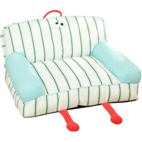 Dearollingペットベッド(ソファ型)は、高弾性、涼感、通気性、抗菌防臭、耐久性を特徴とし、冷感ストライプデザインを採用しています。滑り止め加工済みで、取り外し可能なカバーは洗濯可能。四季を通じて使用可能で、犬(小型犬、中型犬、大型犬、テディ)と猫に