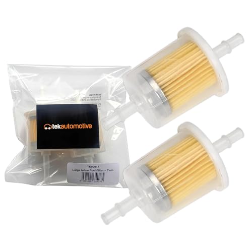 Tek Automotive Large Inline Fuel Filter Twin Pack - Universal for 6mm & 8mm Fuel Lines, Suitable for Cars, Quad Bike, Motorcycle, Lawnmowers, Generators, Forklifts & More