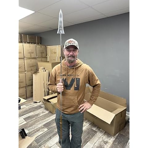 Slock Master Saber Tooth Spear, 85" Overall Length, Two-Piece Design, High-Grade Steel Razor Sharp Spear with Practice Head Cover