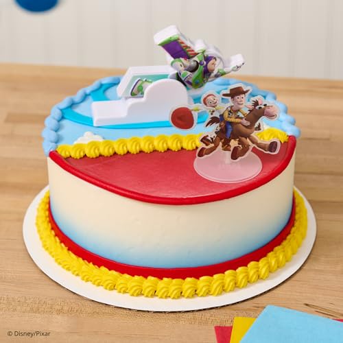 Disney And Pixar Toy Story Cake Topper | Woody, Buzz Lightyear, Jessie, & Bullseye Cake Decoration, Ready To Use, Food Safe - 2 Piece Set when assembled by DecoPac - Used condition - Image 4